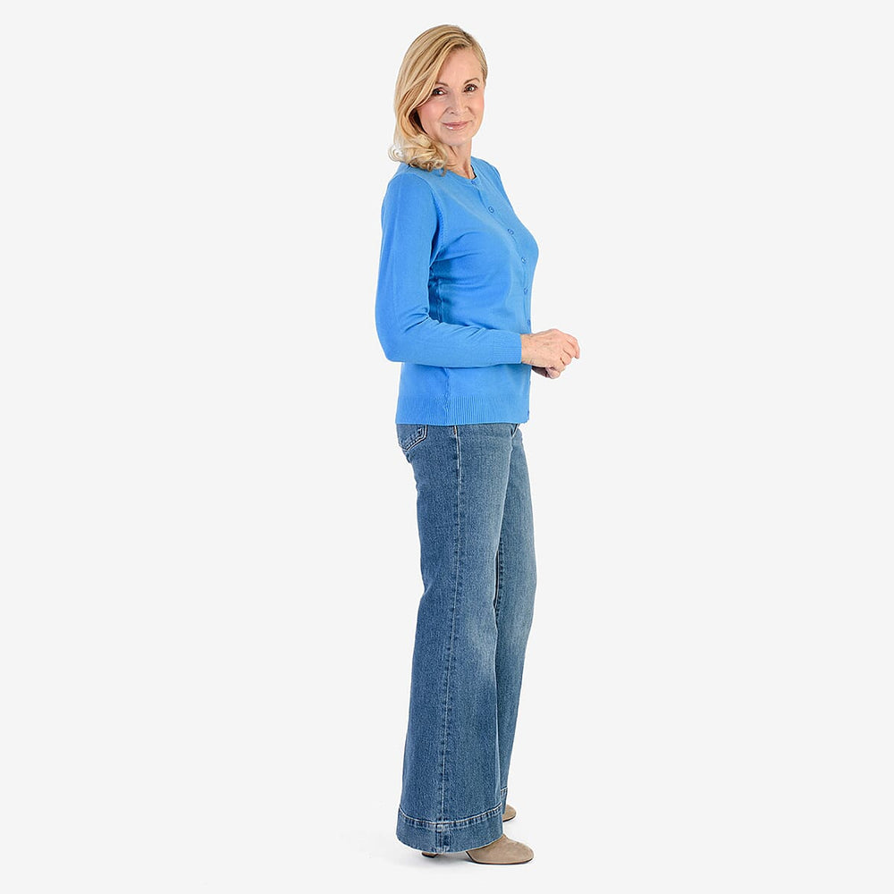 Pure And Natural Crew Neck Cardigans (Size 18) - Flora Blue