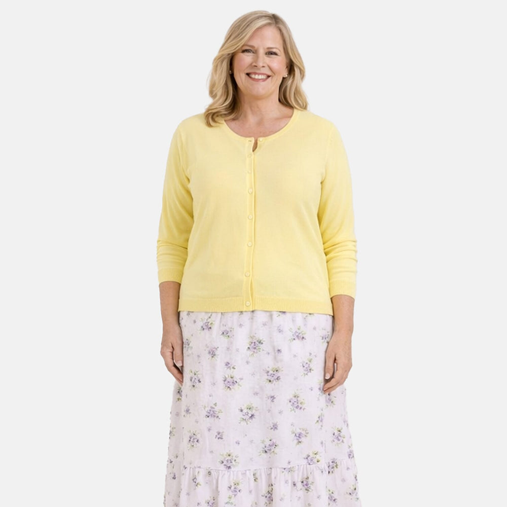 Pure And Natural Crew Neck Cardigans (Size 18) - Lemon