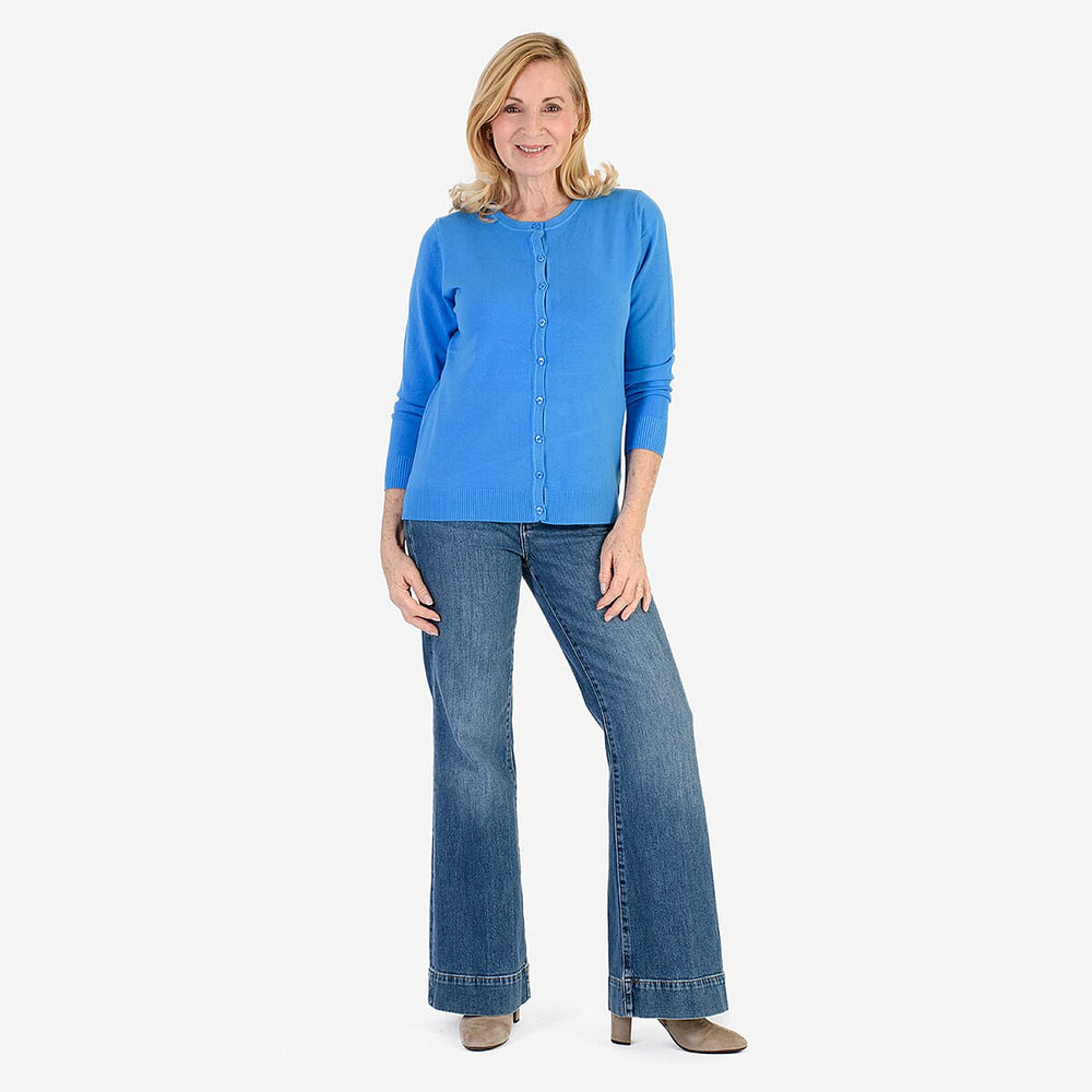 Pure And Natural Crew Neck Cardigans (Size 20) - Flora Blue