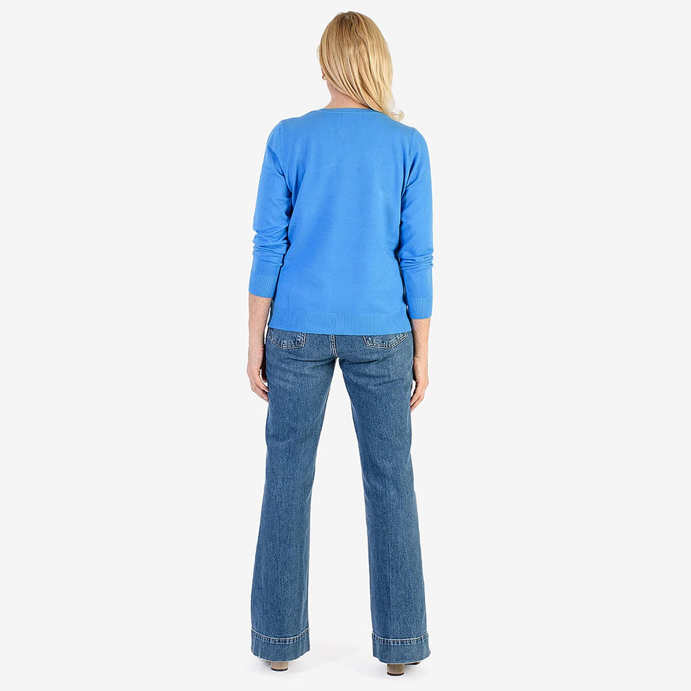 Pure And Natural Crew Neck Cardigans (Size 20) - Flora Blue