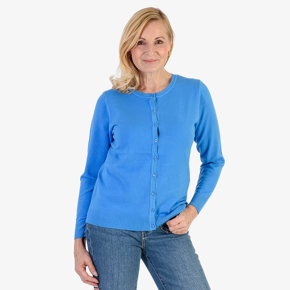 Pure And Natural Crew Neck Cardigans (Size 20) - Flora Blue