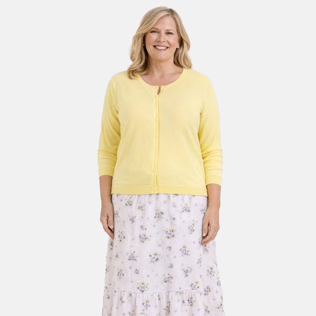 Pure And Natural Crew Neck Cardigans (Size 20) - Lemon