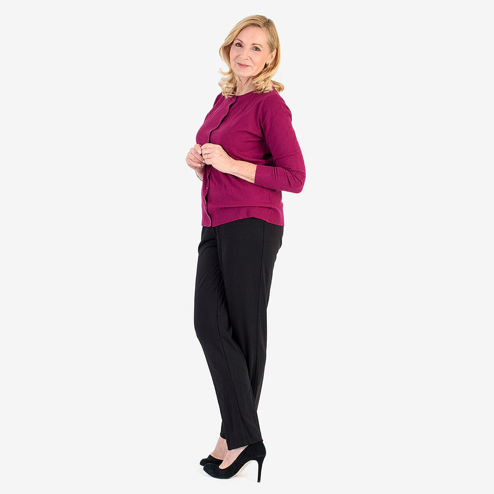 Pure And Natural Crew Neck Cardigans (Size 20) - Mulberry