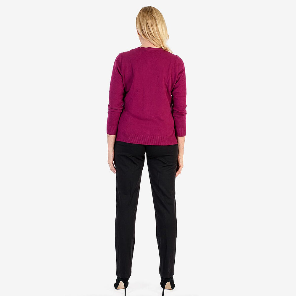 Pure And Natural Crew Neck Cardigans (Size 20) - Mulberry