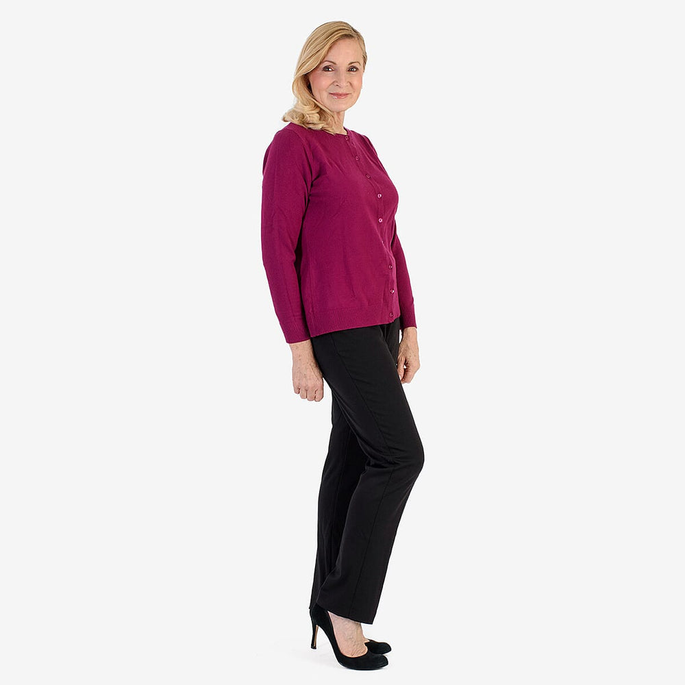 Pure And Natural Crew Neck Cardigans (Size 20) - Mulberry