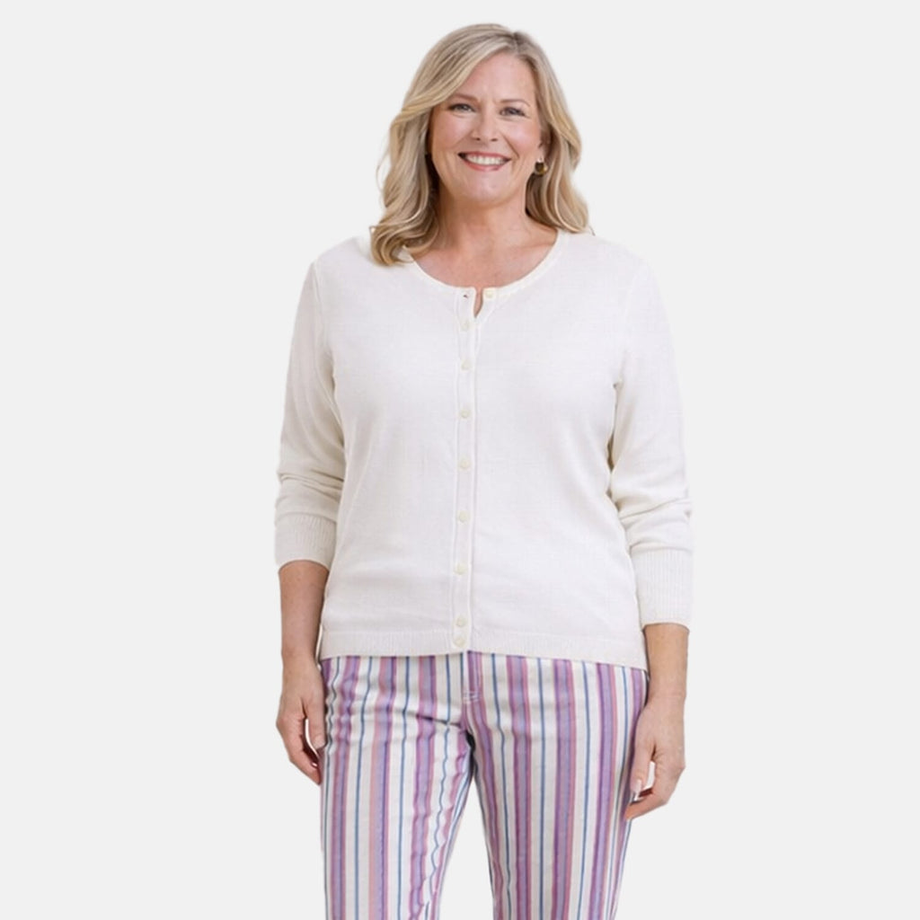Pure And Natural Crew Neck Cardigans (Size 20) - White