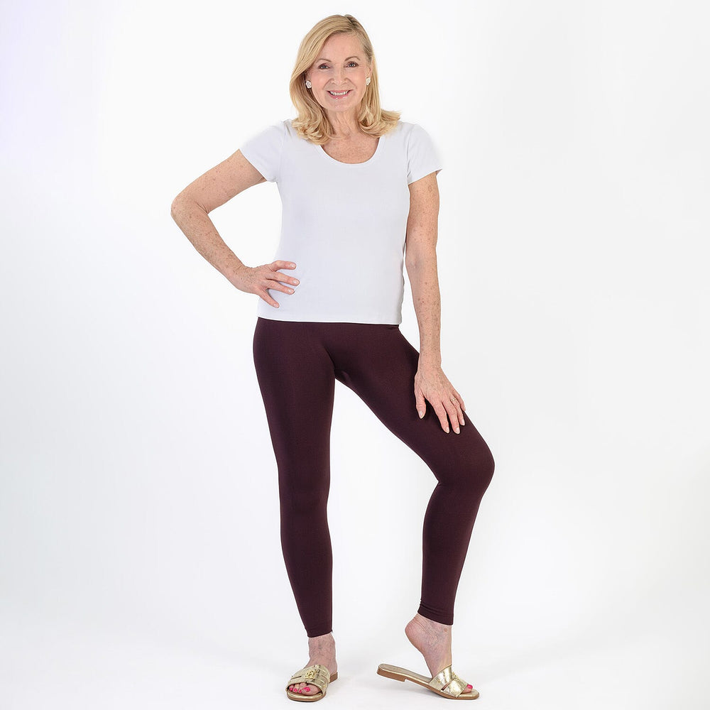 Pure And Natural Fleece Leggings (Size L-XL) - Burgandy