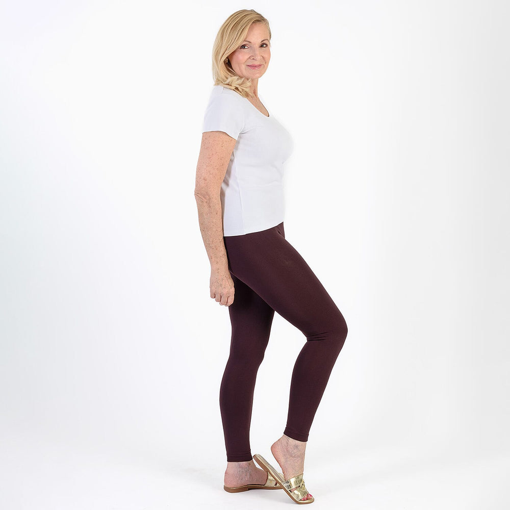 Pure And Natural Fleece Leggings (Size L-XL) - Burgandy