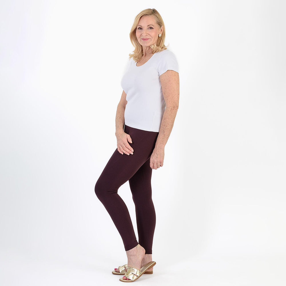 Pure And Natural Fleece Leggings (Size L-XL) - Burgandy