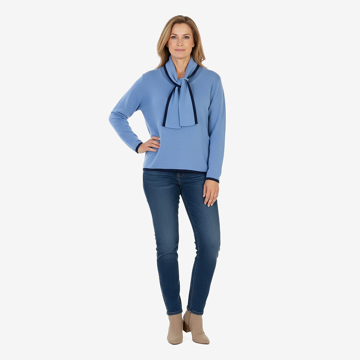 Pure And Natural Scarf Jumper (Size M) - Blue