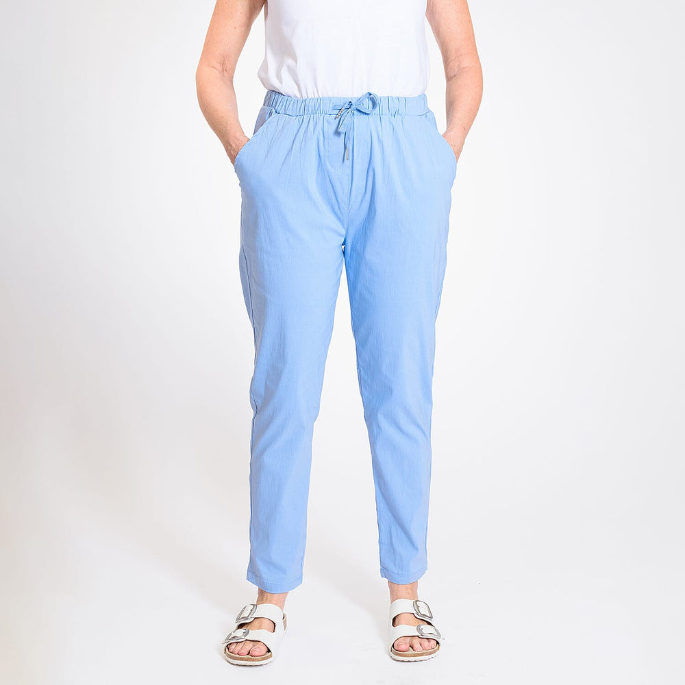 Pure And Natural - Ladies Stretchable Trouser (Size 10) - Light Blue