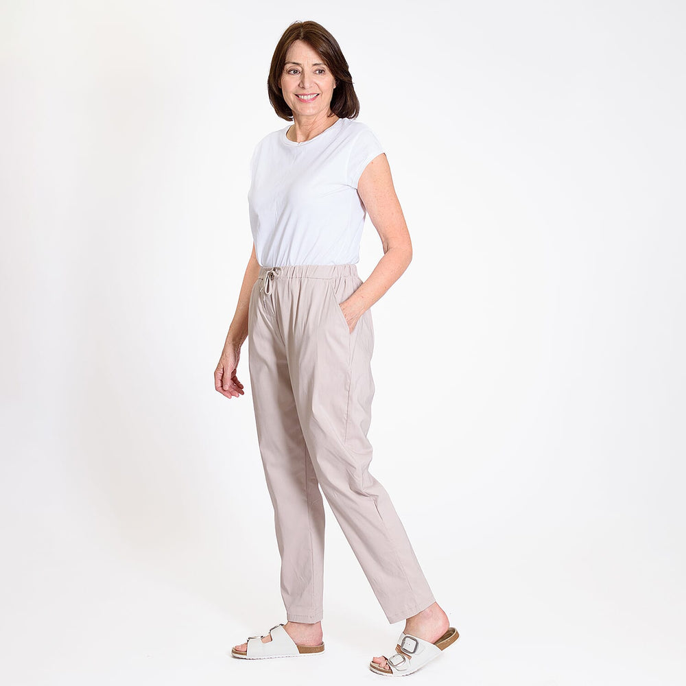 Pure And Natural - Ladies Stretchable Trouser (Size 16) - Stone