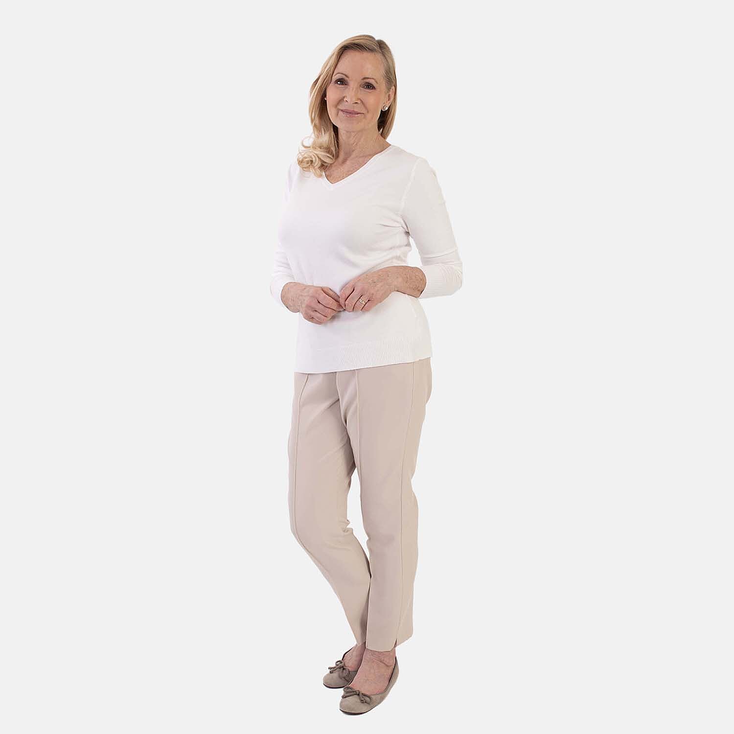 Pure And Natural Super Soft V-Neck Jumper (Size 10) - Bright White