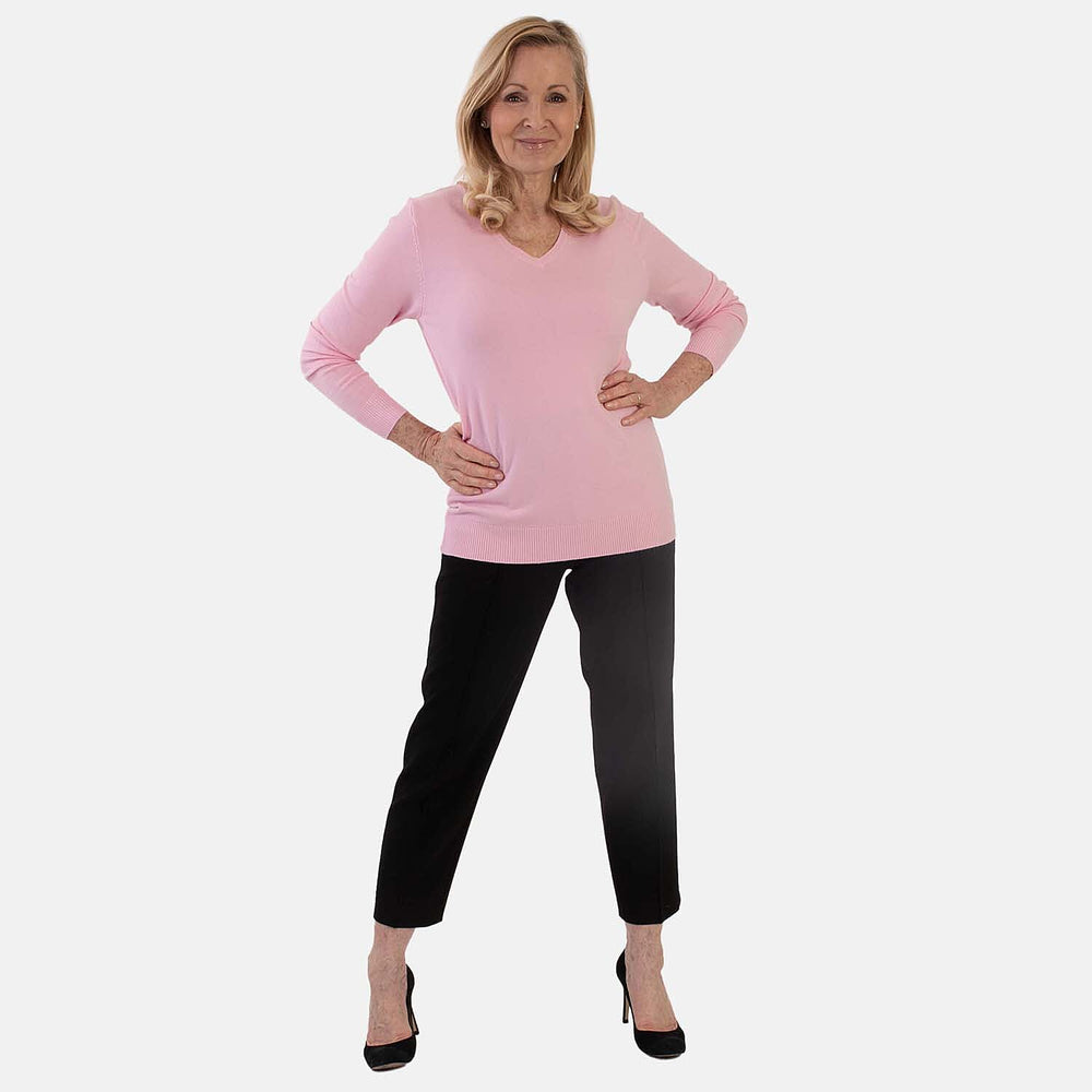 Pure And Natural Super Soft V-Neck Jumper (Size 10) - Pink