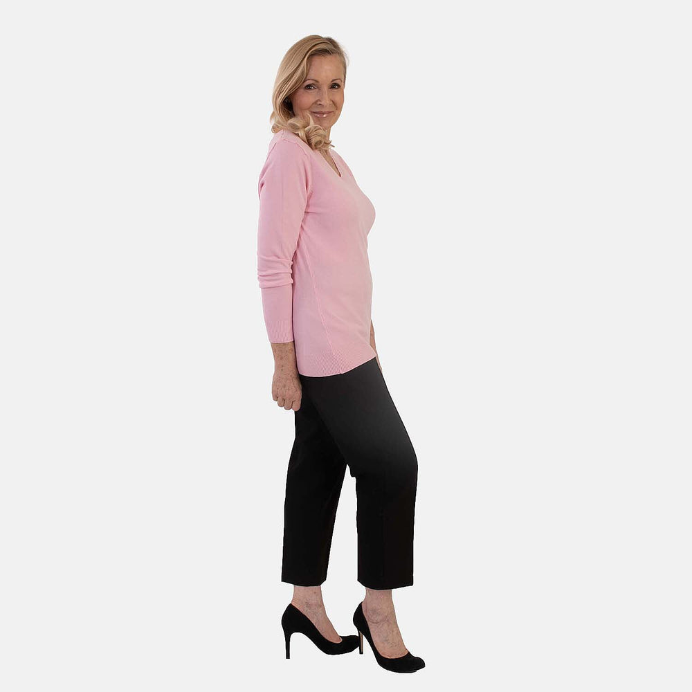 Pure And Natural Super Soft V-Neck Jumper (Size 10) - Pink