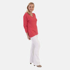Pure And Natural Super Soft V-Neck Jumper (Size 12) - Coral