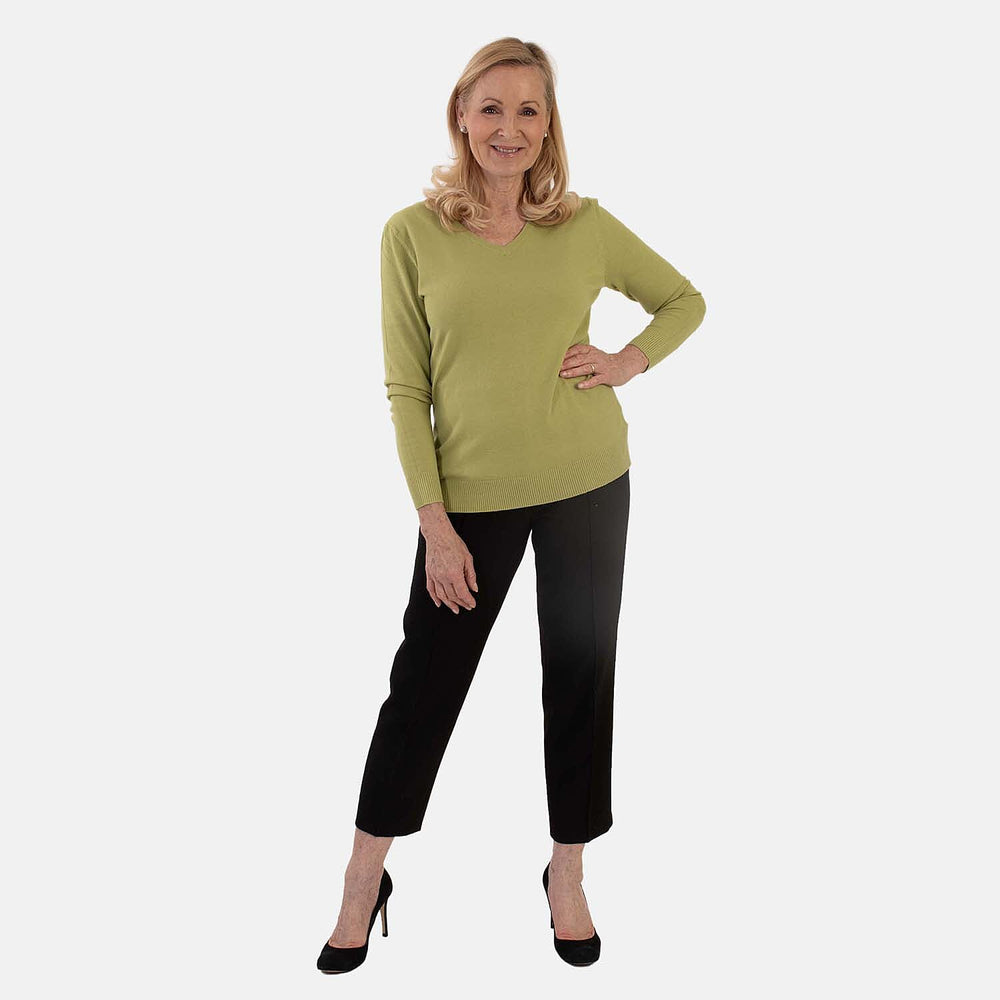 Pure And Natural Super Soft V-Neck Jumper (Size 12) - Lime