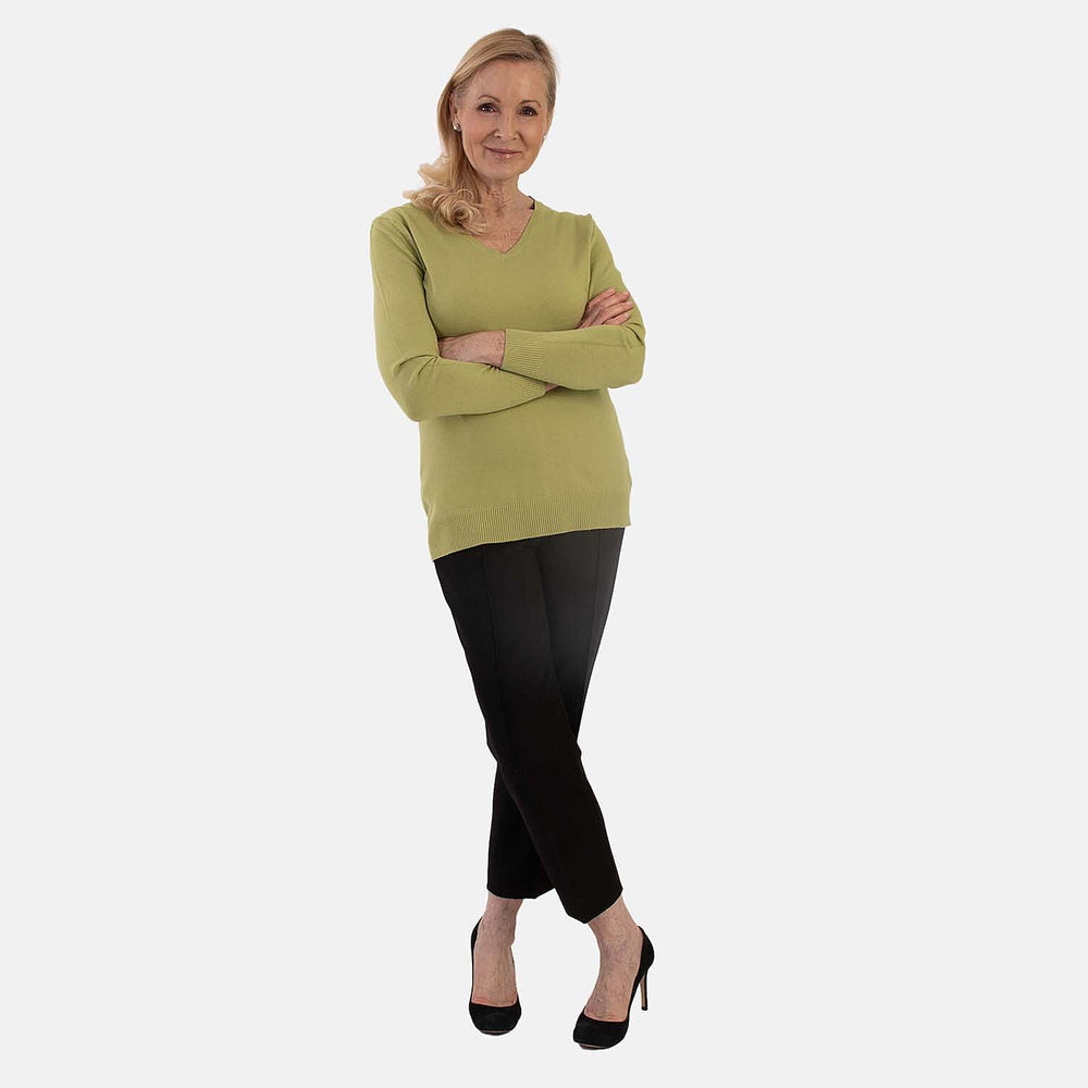 Pure And Natural Super Soft V-Neck Jumper (Size 12) - Lime