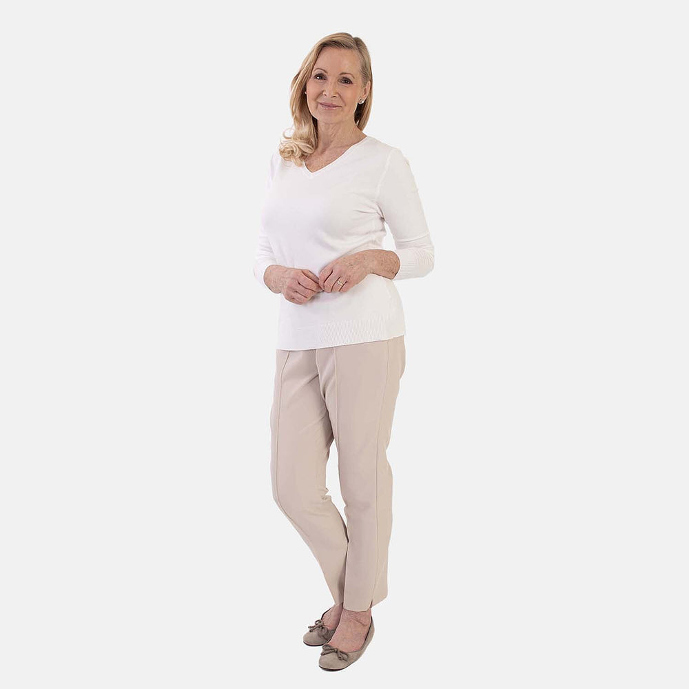 Pure And Natural Super Soft V-Neck Jumper (Size 16) - Bright White
