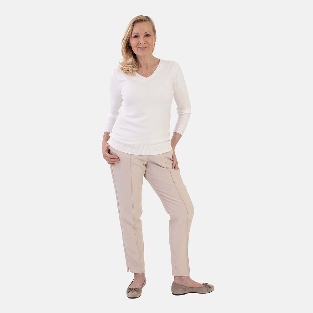 Pure And Natural Super Soft V-Neck Jumper (Size 16) - Bright White