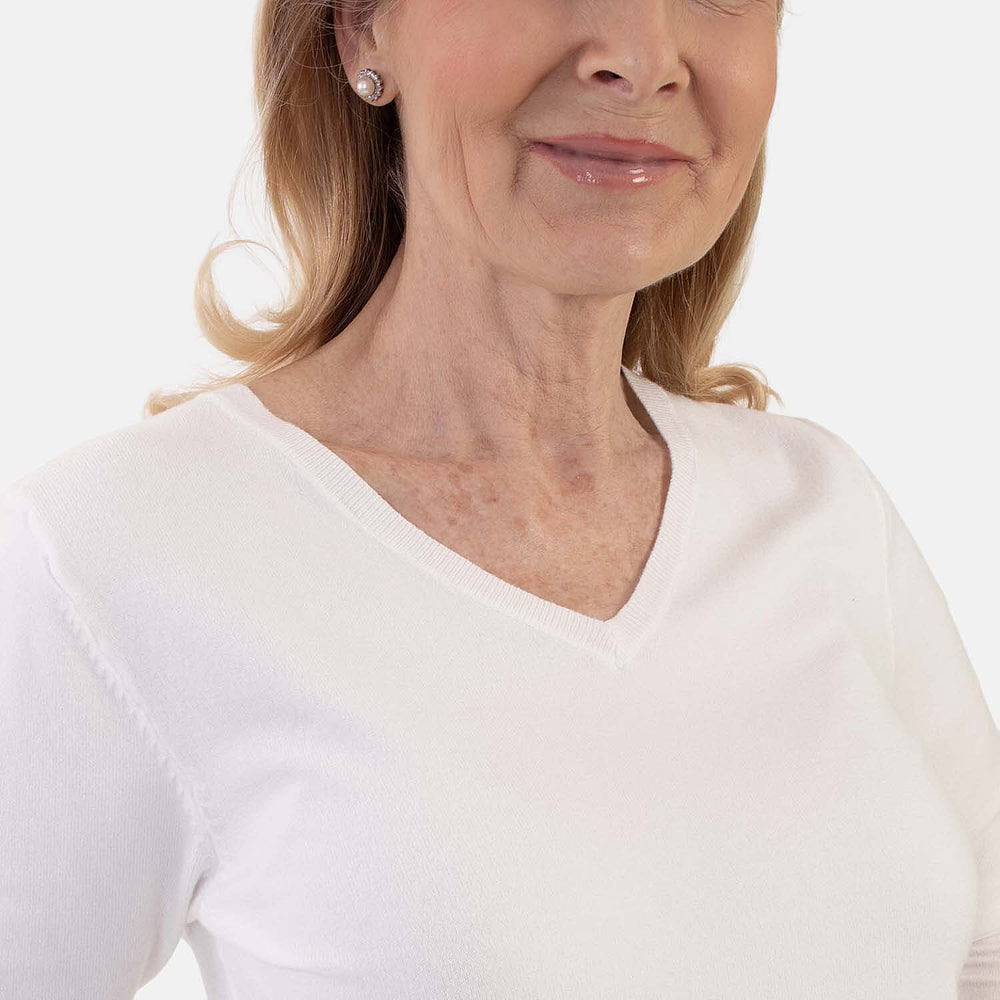 Pure And Natural Super Soft V-Neck Jumper (Size 16) - Bright White
