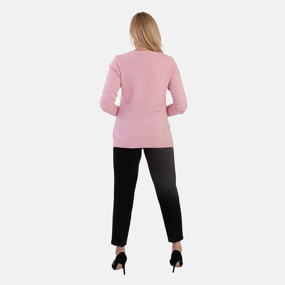 Pure And Natural Super Soft V-Neck Jumper (Size 18) - Pink