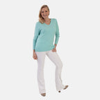 Pure And Natural Super Soft V-Neck Jumper (Size 20) - Aqua