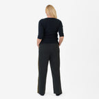 Pure And Natural Women's Wide Leg Track Pants With Contrast Stripe (Size L) - Black & Khaki