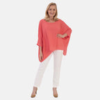 Pure And Nature Plain Batwing Floaty Top With Lining (One size) - Coral