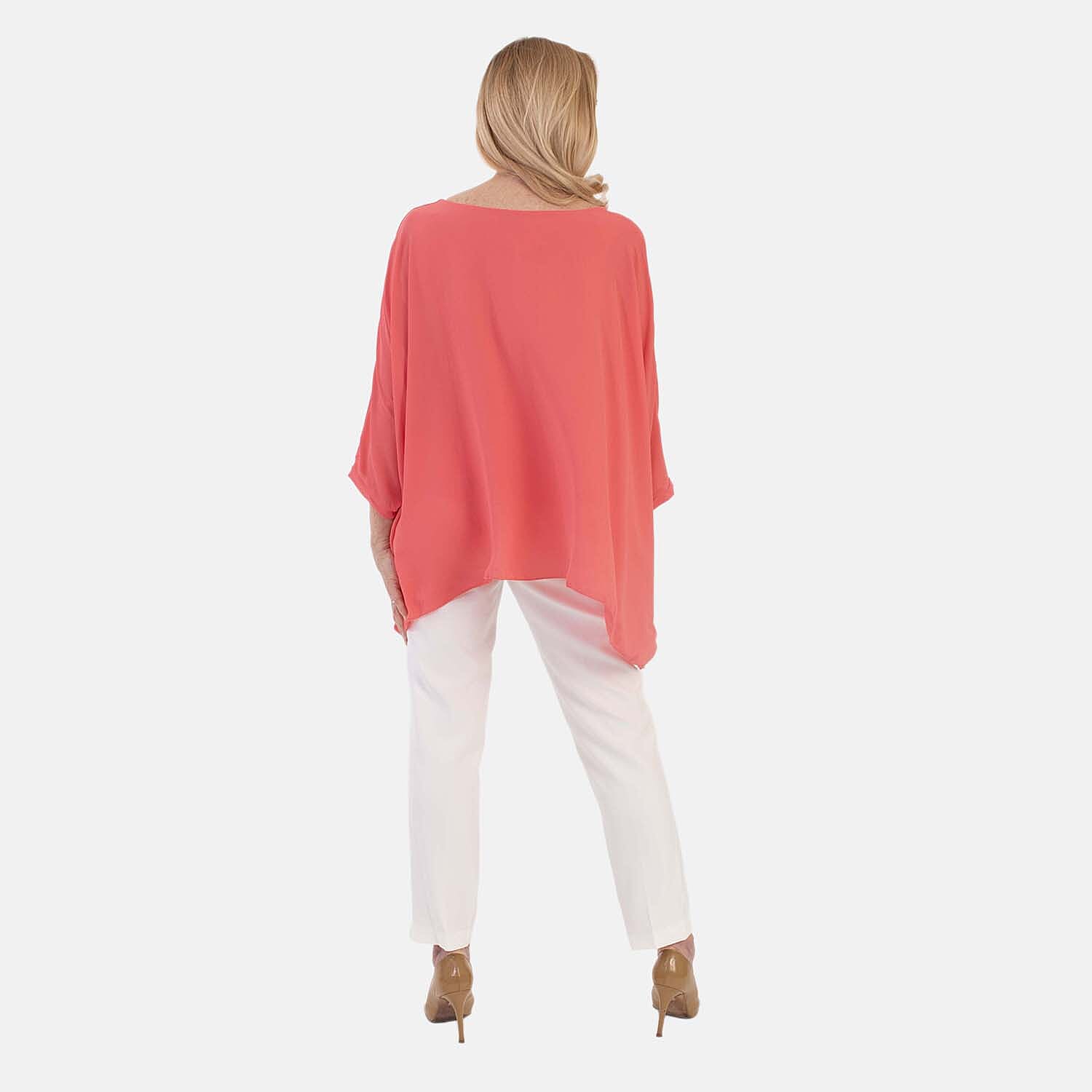 Pure And Nature Plain Batwing Floaty Top With Lining (One size) - Coral