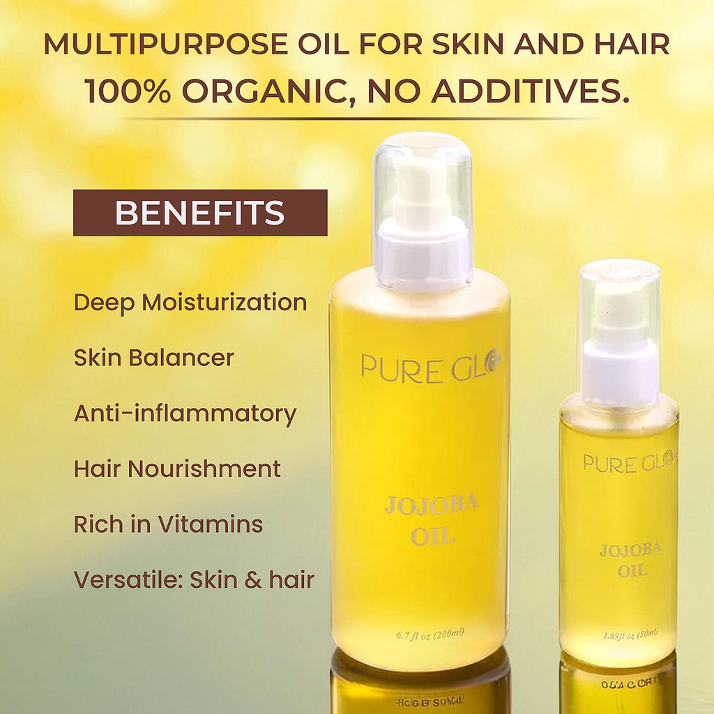Pure Glo Cold Pressed Natural Jojoba Oil - 200ml - 50ml