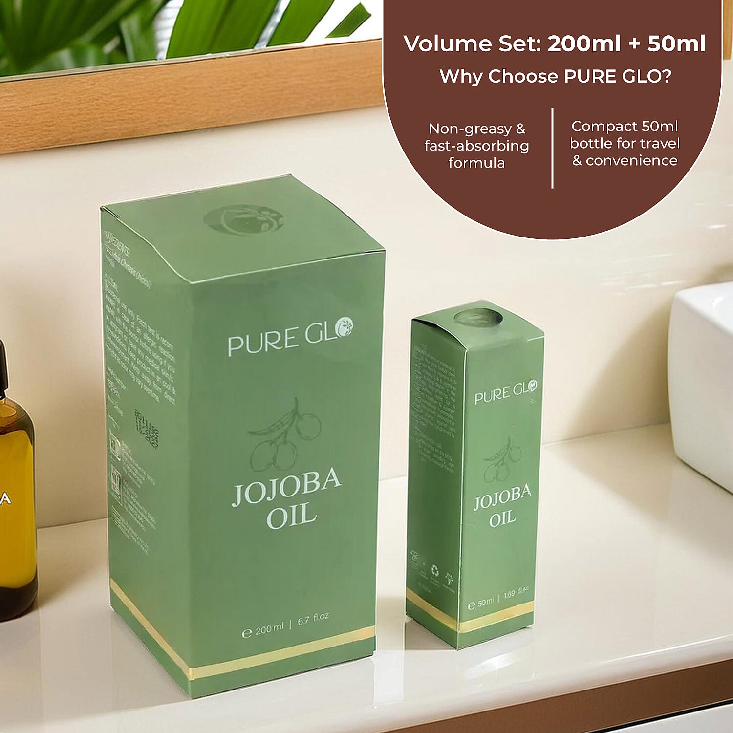 Pure Glo Cold Pressed Natural Jojoba Oil - 200ml - 50ml