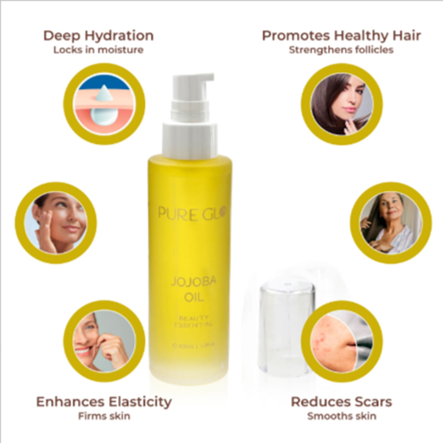 Pure Glo Cold Pressed Natural Jojoba Oil Volume