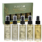 Pure Glo Set of 5 Oils - 1 Lavender Oil, 1 Sore Muscle Oil,1 Marula Oil,1 Argan Oil & 1 Bakuchi Oil (30ml each) Spray Bottles