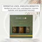 Pure Glo Set of 3 Oils - Travel Edition Organic Moringa Oil, Argan Oil - Rosehip Oil (30ml each) Spray Bottles