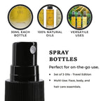Pure Glo Set of 3 Oils - Travel Edition Organic Moringa Oil, Argan Oil - Rosehip Oil (30ml each) Spray Bottles