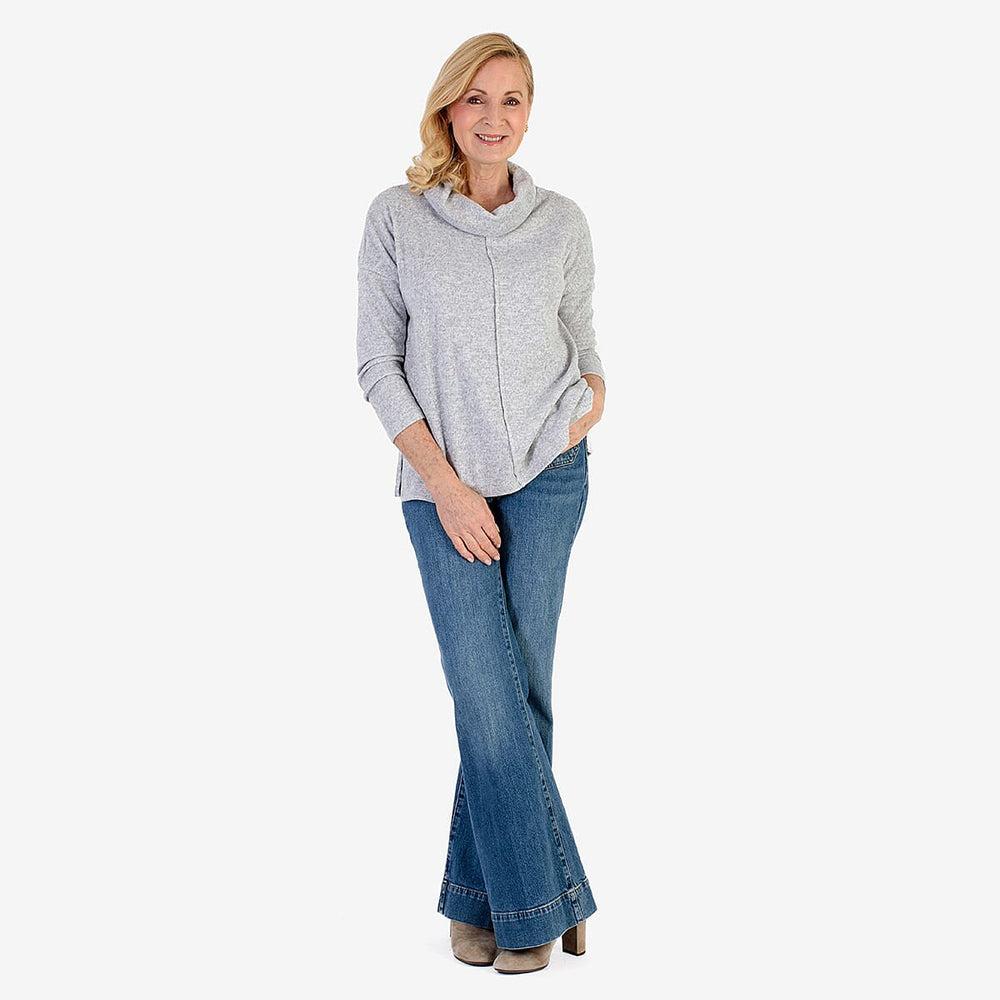 Pure & Natural Drop Shoulder Top With Cowl Neck (Size M) - Grey