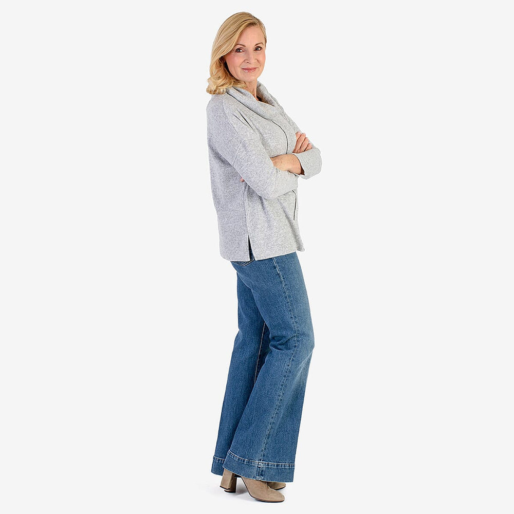 Pure & Natural Drop Shoulder Top With Cowl Neck (Size M) - Grey