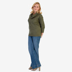 Pure & Natural Drop Shoulder Top With Cowl Neck (Size M) - Khaki