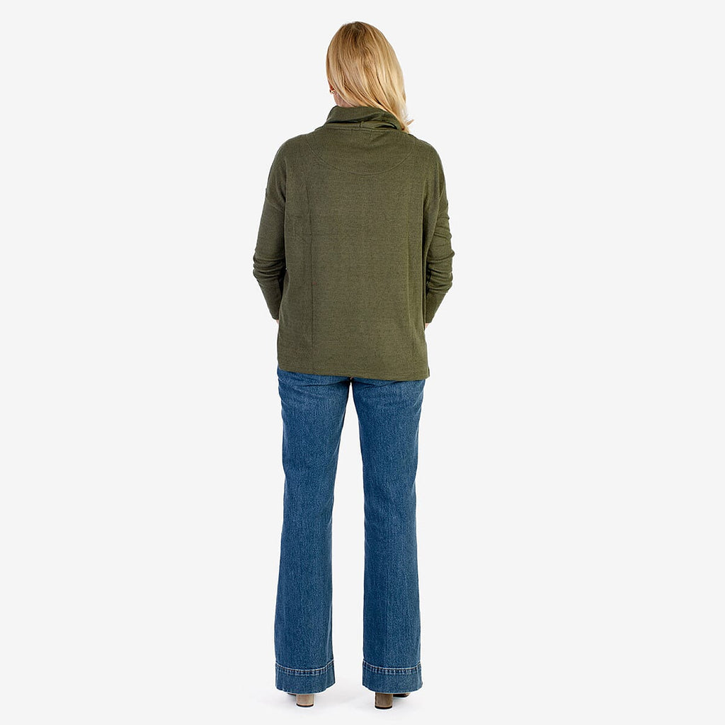 Pure & Natural Drop Shoulder Top With Cowl Neck (Size M) - Khaki
