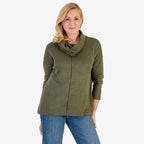 Pure & Natural Drop Shoulder Top With Cowl Neck (Size M) - Khaki