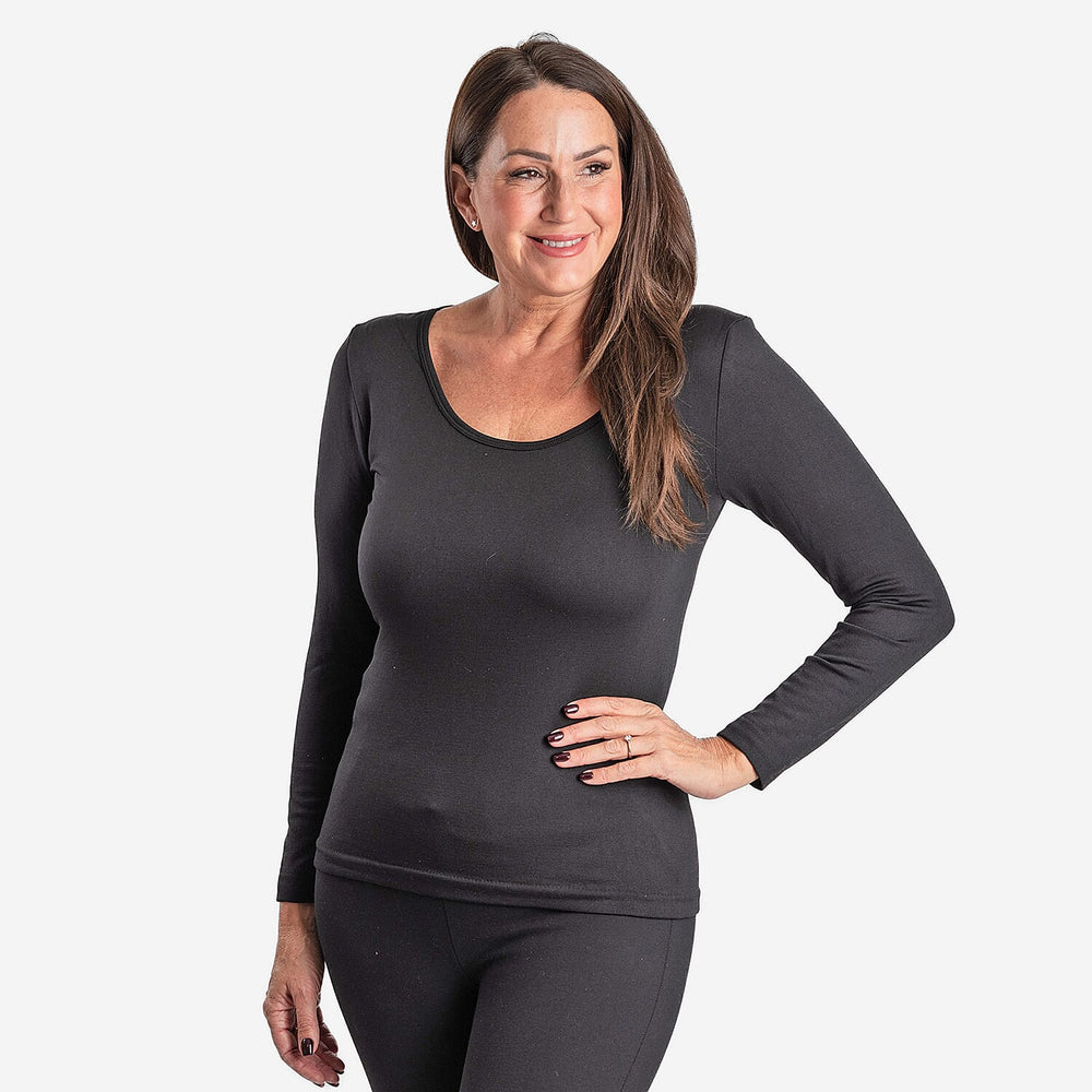 Pure & Natural Fleece Lined Top (SIze - L) - Black