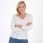 Pure & Natural V-Neck Fleece Lined Top (Size M) - Cream