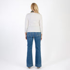 Pure & Natural V-Neck Fleece Lined Top (Size M) - Cream