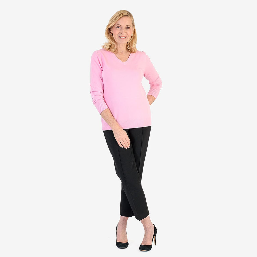 Pure & Natural V-Neck Jumper (Size 14) - Light Pink