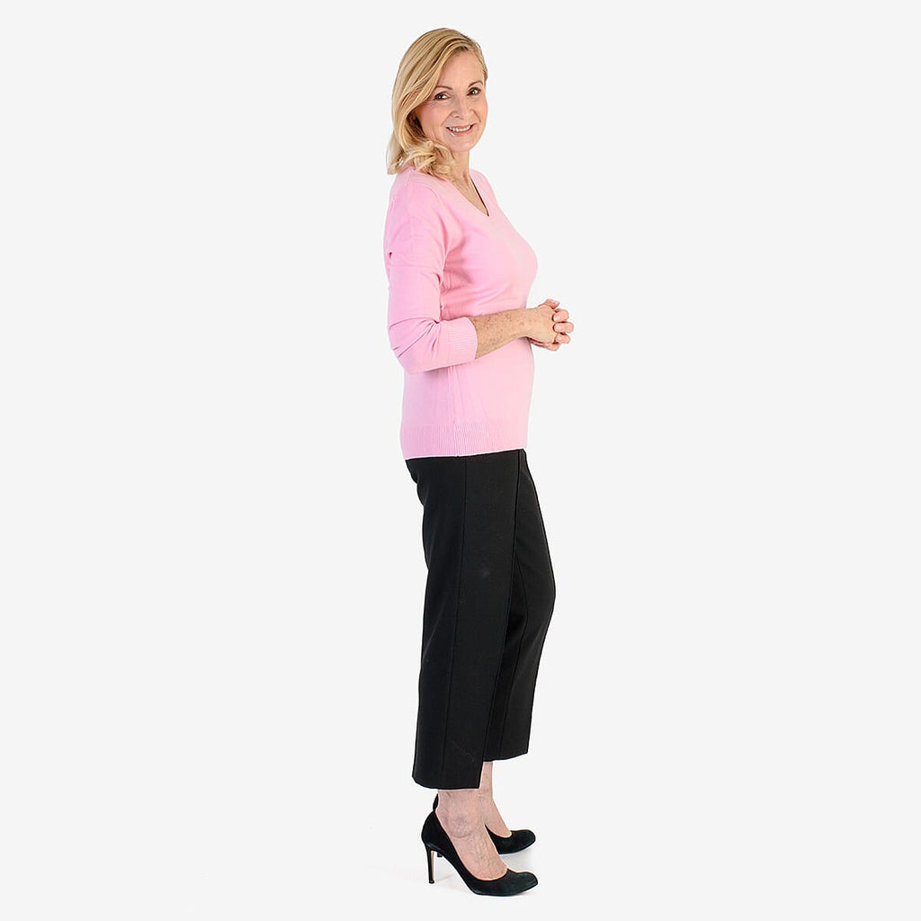 Pure & Natural V-Neck Jumper (Size 14) - Light Pink
