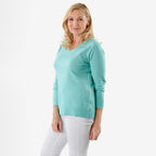 Pure & Natural V-Neck Jumper (Size 16) - Aqua