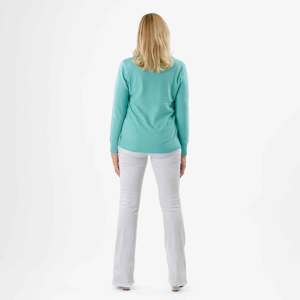 Pure & Natural V-Neck Jumper (Size 16) - Aqua