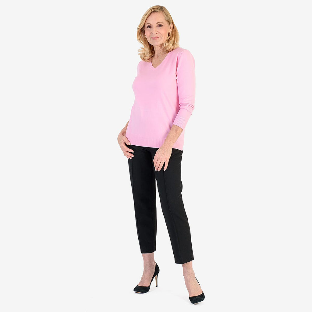 Pure & Natural V-Neck Jumper (Size 18) - Light Pink