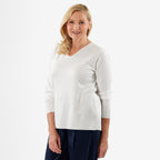 Pure & Natural V-Neck Jumper (Size 18) - White